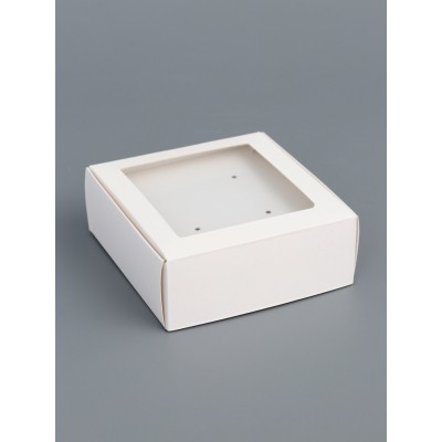 Коробка для бижутерии с PVC окном 8×8×3 см, белый