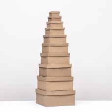 Набор коробок квадратных 10 в 1 крафт,24.5 × 24.5 ×11.5 - 6.5 × 6.5 × 4 см,