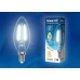 Лампа светодиодная филаментная (UL-00003245) Uniel E14 7,5W 3000K прозрачная LED-C35-7,5W/WW/E14/CL GLA01TR