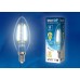 Лампа светодиодная филаментная (UL-00002196) Uniel E14 6W 3000K прозрачная LED-C35-6W/WW/E14/CL GLA01TR