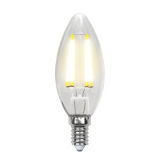 Лампа светодиодная филаментная (UL-00002196) Uniel E14 6W 3000K прозрачная LED-C35-6W/WW/E14/CL GLA01TR