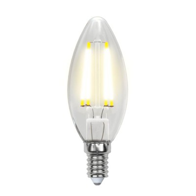 Лампа светодиодная филаментная (UL-00002196) Uniel E14 6W 3000K прозрачная LED-C35-6W/WW/E14/CL GLA01TR