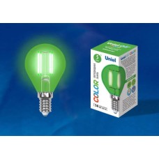 Лампа светодиодная филаментная (UL-00002987) Uniel E14 5W зеленый LED-G45-5W/GREEN/E14 GLA02GR