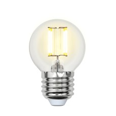 Лампа светодиодная филаментная (UL-00001370) Uniel E27 6W 4000K прозрачная LED-G45-6W/NW/E27/CL PLS02WH