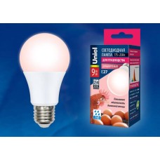 Лампа светодиодная диммируемая для птиц Uniel E27 9W LED-A60-9W/SCEP/E27/FR/DIM IP65 PLO65WH