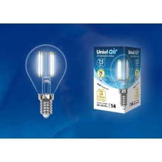 Лампа светодиодная филаментная (UL-00003254) Uniel E14 7,5W 4000K прозрачная LED-G45-7,5W/NW/E14/CL GLA01TR