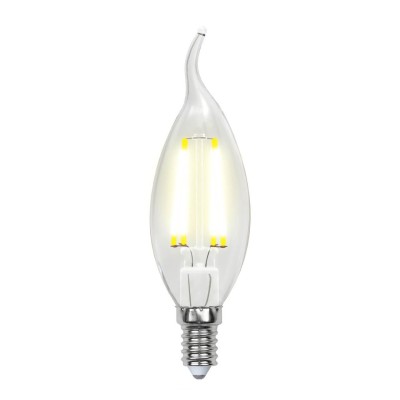 Лампа светодиодная филаментная (UL-00002199) Uniel E14 6W 3000K прозрачная LED-CW35-6W/WW/E14/CL GLA01TR