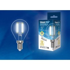 Лампа светодиодная филаментная (UL-00002870) Uniel E14 5W 4000K LED-G45-5W/NW/E14/CL/DIM GLA01TR