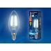 Лампа светодиодная филаментная (UL-00001372) Uniel E27 8W 4000K прозрачная LED-A60-8W/NW/E27/CL PLS02WH