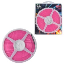 Светодиодная лента Uniel ULS-N01-2835-120LED/m-6mm-IP67-DC12V-9W/m-5M-PINK блистер