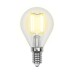 Лампа светодиодная филаментная Uniel E14 5W 3000K прозрачная LED-G45-5W/WW/E14/CL/MB GLM10TR