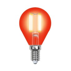 Лампа светодиодная филаментная (UL-00002985) Uniel E14 5W красный LED-G45-5W/RED/E14 GLA02RD