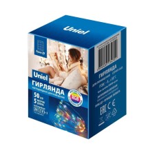 Светодиодная гирлянда Uniel Роса разноцветный ULD-S0500-050/DTB/3AA/RC RGB IP20 Dew UL-00007248