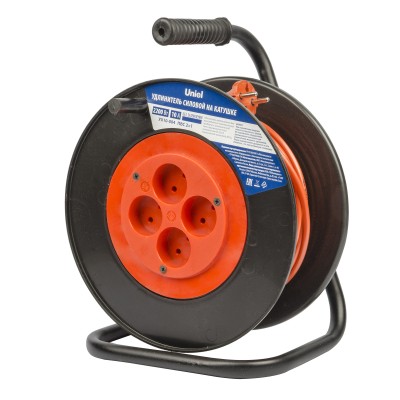Удлинитель на пластиковой катушке Uniel YX10-004 /UCK-4N/2x1,00/40M/S ORANGE/BLACK UL-00009857