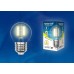 Лампа светодиодная филаментная (UL-00002201) Uniel E14 6W 3000K прозрачная LED-G45-6W/WW/E14/CL GLA01TR