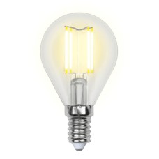 Лампа светодиодная филаментная (UL-00002201) Uniel E14 6W 3000K прозрачная LED-G45-6W/WW/E14/CL GLA01TR