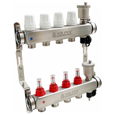 Коллекторная группа НЕРЖ со встроенными расходомерами 12 выходов 1