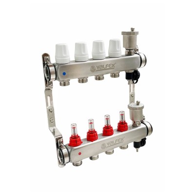 Коллекторная группа НЕРЖ со встроенными расходомерами 5 выходов 1