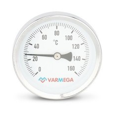 Термометр VARMEGA биметаллич. с погр. гильзой 63 мм, 160гр.С, штуц.50 мм, 1/2quot;, VMMT02-635004