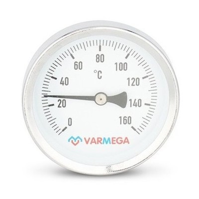 Термометр VARMEGA биметаллич. с погр. гильзой 63 мм, 160гр.С, штуц.50 мм, 1/2quot;, VMMT02-635004