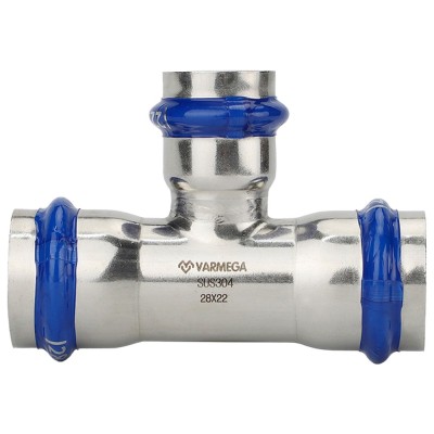 Тройник VARMEGA раструбный Inox Press переходной 42x35x42