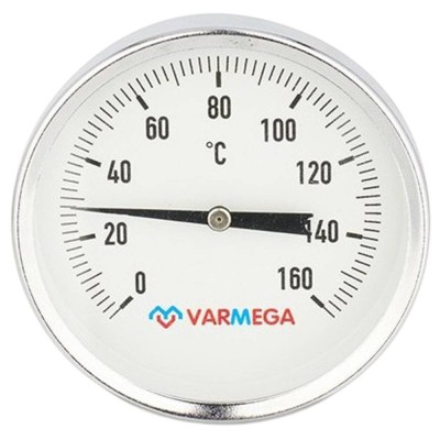 Термометр VARMEGA биметаллич. с погр. гильзой 80 мм, 160гр.С, штуц.75 мм, 1/2