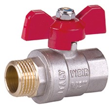 Кран ViEiR шаровый 1" ВН, кр. бабочка, никель (60/6) VR203-03