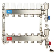 Группа коллект. VIEIR 1"х9х3/4" без/расходомер, с дренаж. кр, воздухоотвод., нерж. ст VR115-09A