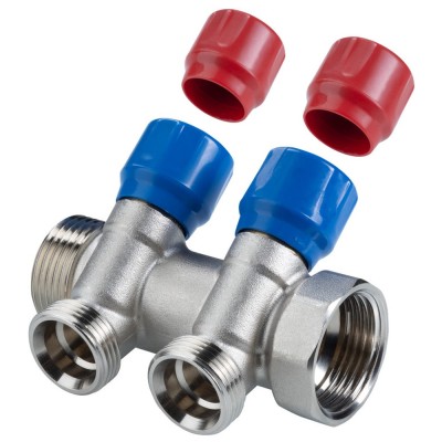 Коллектор с регулировочными вентилями 2 выхода 1