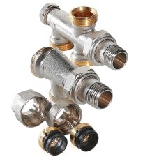 Узел бокового подключения при нижней разводке 1/2"х50проц.х3/4" (Valtec VT.225.K)(однотруб)