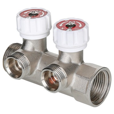 Коллектор с регулировочными вентилями 2 выхода 1