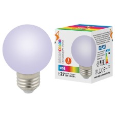 Лампа светодиодная Volpe Decor color LED-G60-3W/RGB/E27/FR/С UL-00006960