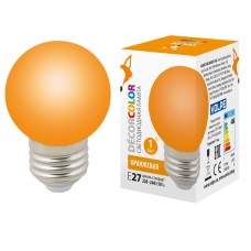 Лампа декоративная светодиодная (UL-00005650) Volpe E27 1W оранжевая LED-G45-1W/ORANGE/E27/FR/С
