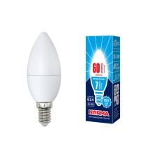 Лампа светодиодная (UL-00003795) Volpe E14 7W 4000K матовая LED-C37-7W/NW/E14/FR/NR