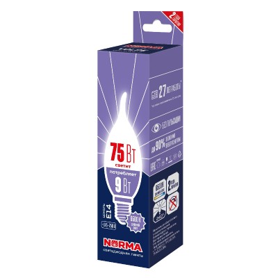 Лампа светодиодная Volpe Norma LED-CW37-9W/6500K/E14/FR/NR UL-00010990