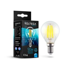 Лампа светодиодная филаментная Voltega E14 9W 4000K шар прозрачный VG10-G45E14cold9W-F 7137