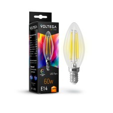 Лампа светодиодная филаментная Voltega E14 7W 2800K свеча прозрачная VG10-C35E14warm7W-FHR 7152