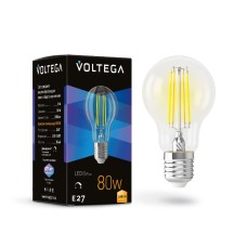 Лампа светодиодная филаментная Voltega E27 8W 3000K груша прозрачная 7229