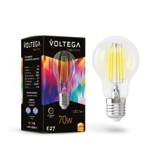 Лампа светодиодная филаментная Voltega E27 6W 3000K груша прозрачная 7217