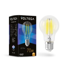 Лампа светодиодная филаментная Voltega E27 7W 3000K груша прозрачная 7225