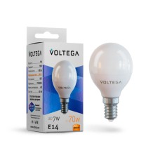 Лампа светодиодная Voltega E14 7W 2800К матовая VG2-G45E14warm7W 7054