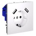 Розетка с заземлением и со шторкой и 2хUSB type A, без рамки Voltum S70 VLS040402