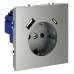Розетка с заземлением и со шторкой и 2хUSB type A и C, без рамки Voltum S70 VLS040505