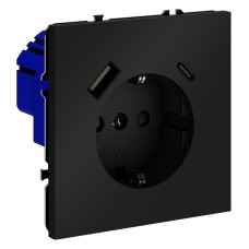 Розетка с заземлением и со шторкой и 2хUSB type A и C, без рамки Voltum S70 VLS040508