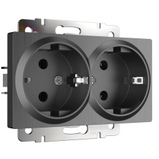 Розетка двойная с заземлением Werkel графит рифленый W1172004 4690389158650