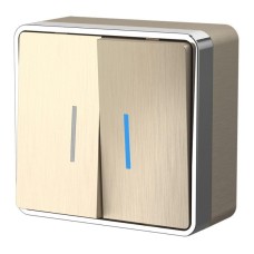 Выключатель двухклавишный с подсветкой Werkel Gallant шампань рифленый W5020110 4690389164200