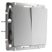 Выключатель двухклавишный Werkel cеребряный рифленый W1120009 4690389158933