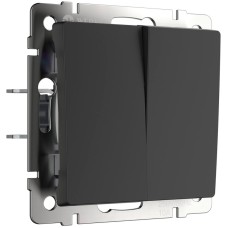 Выключатель Werkel двухклавишный проходной черный матовый W1122008 4690389156724