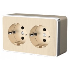 Розетка двойная с заземлением Werkel Gallant (шампань рифленый) W5072110