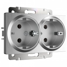 Розетка двойная с заземлением, без рамки Werkel серебряный рифленый W1172009